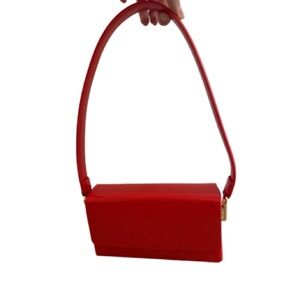 Madison West Scarlet Structured Shoulder Bag Gold Hardware Top Handle Mini Purse